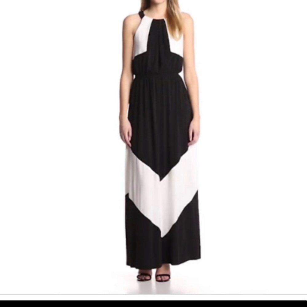 Vince Camuto Black and White Maxi Dress Sz 12 - Picture 4 of 5